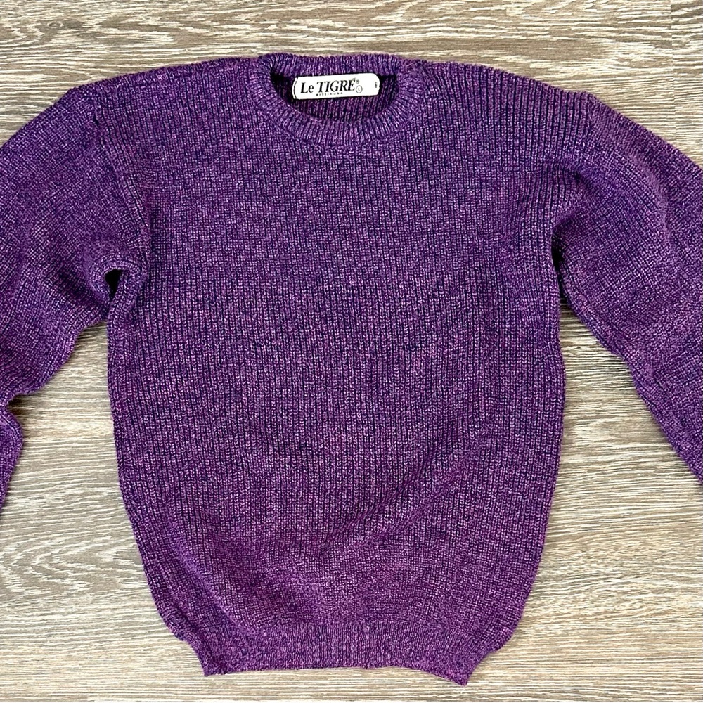 Vintage 80s Purple Crewneck Sweater by Le Tigre – Made in USA – Size L